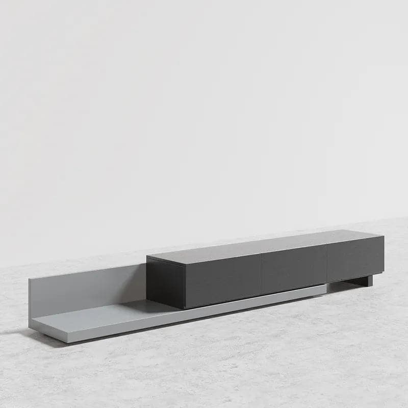 Rectangle Wood Extendable TV Stand Black and Gray Media Console with 3-Drawer#Black and Gray