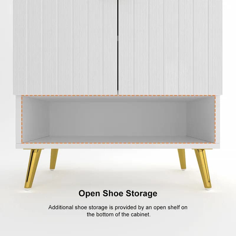 Yellar Nordic Entryway White&Gray Shoe Storage Cabinet with Doors & Open Shelves 5-Tier#White