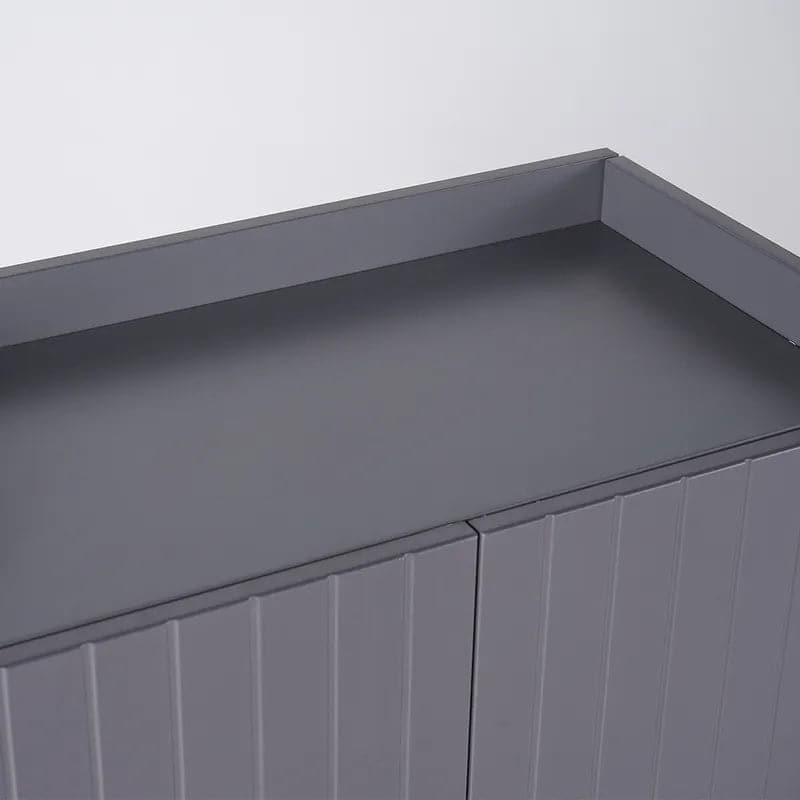 Yellar Nordic Entryway White&Gray Shoe Storage Cabinet with Doors & Open Shelves 5-Tier#Gray