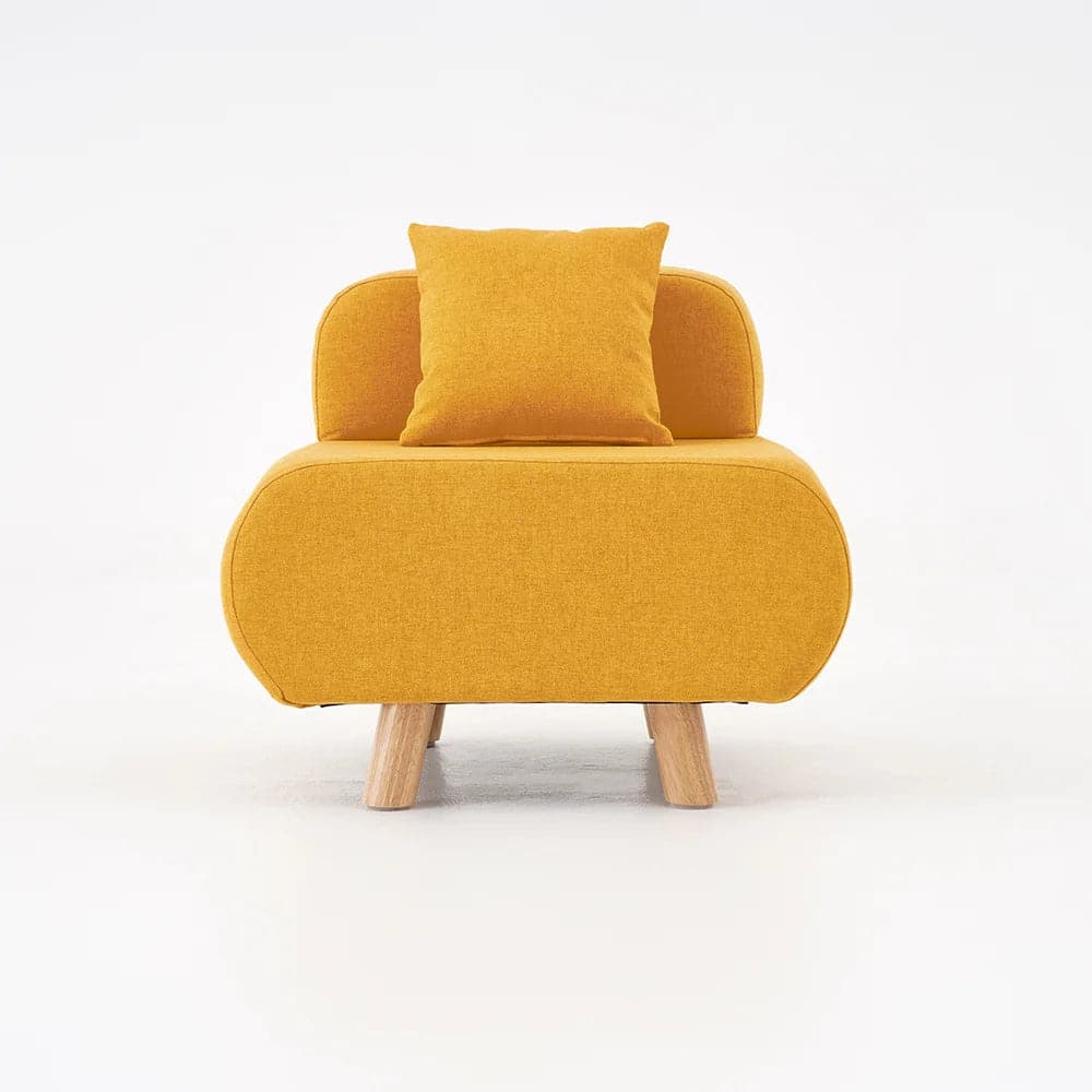 Modern Yellow Accent Chair with Cotton and Linen Upholstered and Pillow Included