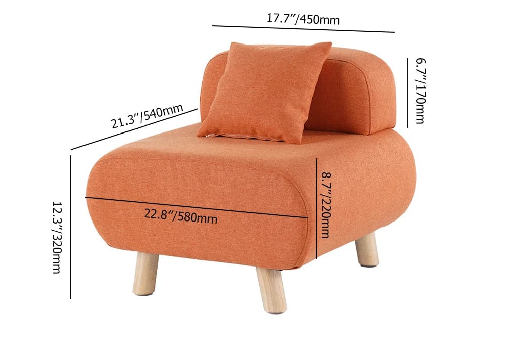 Modern Orange Accent Chair with Cotton and Linen Upholstered and Pillow Included