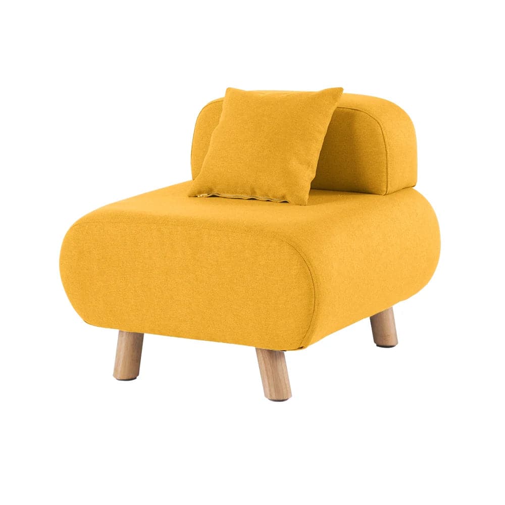 Modern Yellow Accent Chair with Cotton and Linen Upholstered and Pillow Included