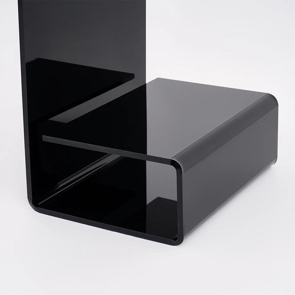 Modern Black Acrylic End Table with Storage C-Shaped Side Table