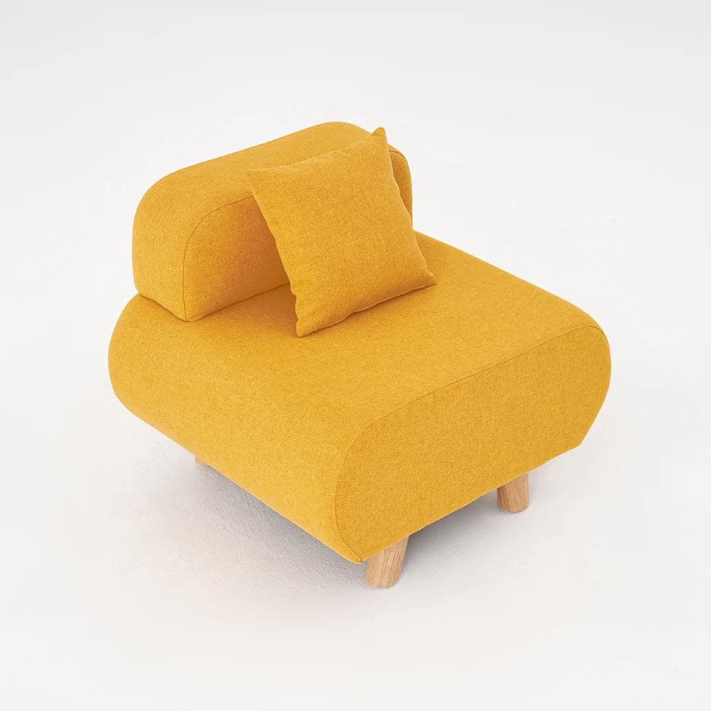 Modern Yellow Accent Chair with Cotton and Linen Upholstered and Pillow Included